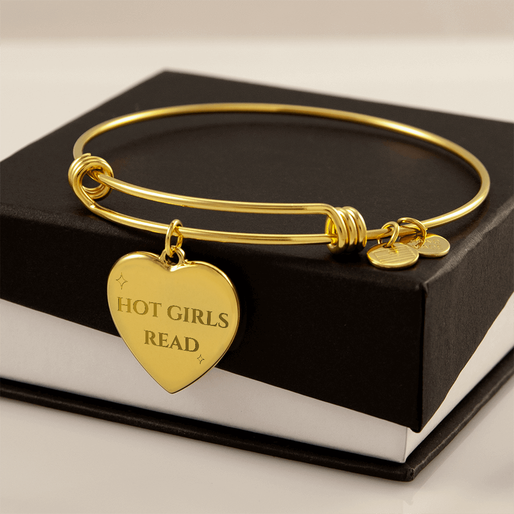 “Hot Girls Read” Luxury Engraved Heart Bangle